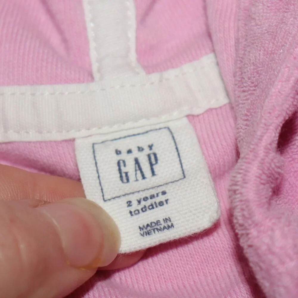 🌊🩷Baby Gap Hooded Swim Cover-Up – 2Y · Pink Terry · Bow Detail